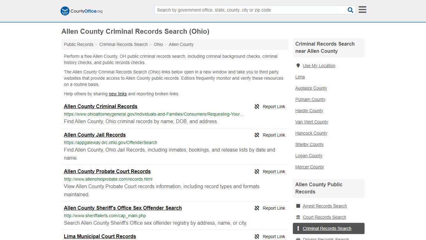 Criminal Records Search - Allen County, OH (Arrests, Jails & Most ...